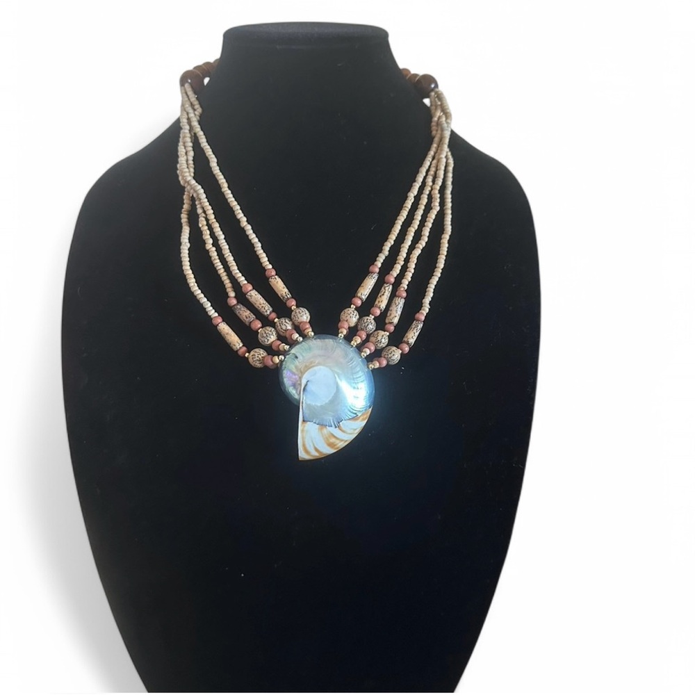 Multi-Strand Shell Pendant Necklace